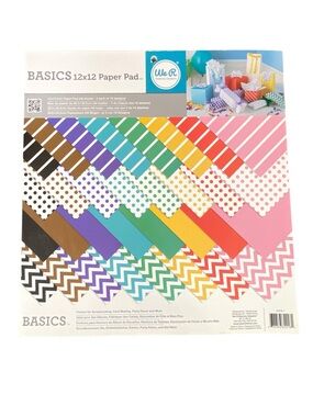 BASICS 12x12  Scrapbook Paper Pad Multicolor Patterned 48 Sheets NWOT